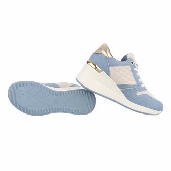 Dames wedge sneakers met sleehakken - denim blauw