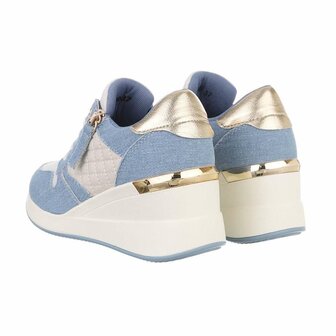 Dames wedge sneakers met sleehakken - denim blauw