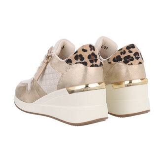 Dames wedge sneakers met sleehakken - goud / panterprint