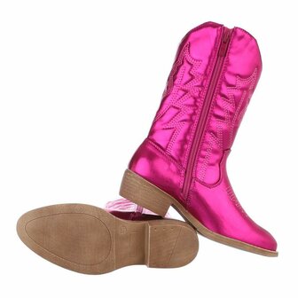 Kinder meisjes cowboy laarzen / halfhoge western kuitlaarzen - fuchsia roze