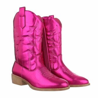 Kinder meisjes cowboy laarzen / halfhoge western kuitlaarzen - fuchsia roze