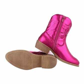 Kinder meisjes cowboy enkellaarzen / western laarsjes - fuchsia roze