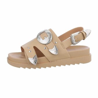 Dames sandalen met gespen - lichtbruin / khaki