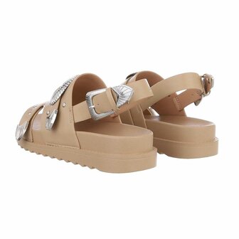 Dames sandalen met gespen - lichtbruin / khaki