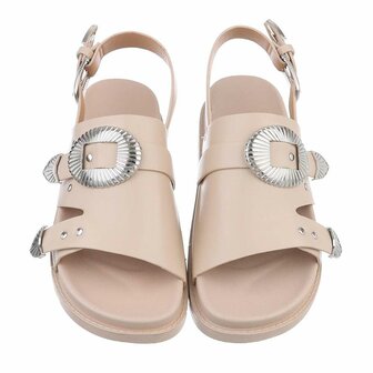 Dames sandalen met gespen - beige