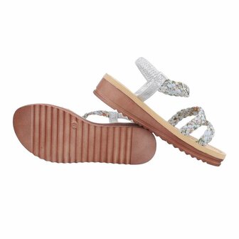 Dames sandalen met strass - zilver