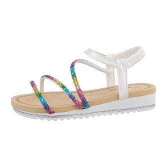 Dames sandalen met strass - wit / rainbow