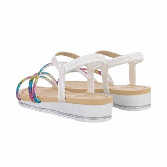 Dames sandalen met strass - wit / rainbow