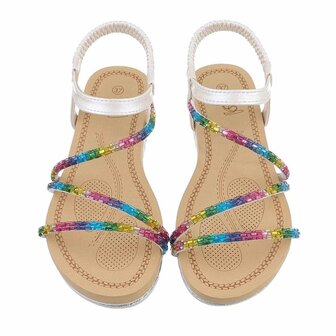 Dames sandalen met strass - wit / rainbow