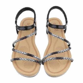 Dames sandalen met strass - zwart