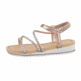 Dames sandalen met strass - champagne / ros&eacute;