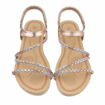 Dames sandalen met strass - champagne / ros&eacute;