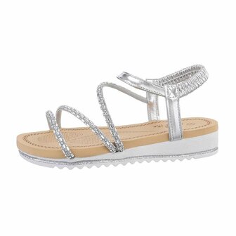 Dames sandalen met strass - zilver