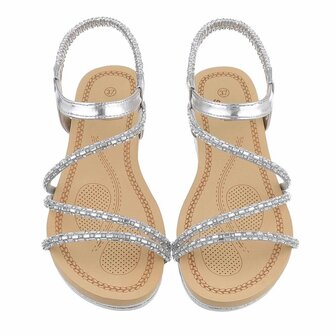 Dames sandalen met strass - zilver