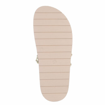 Dames slippers met gespen en strass - beige