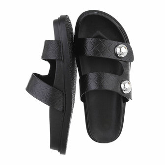 Dames slippers met studs - zwart