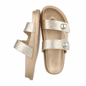 Dames slippers met studs - goud