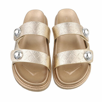 Dames slippers met studs - goud