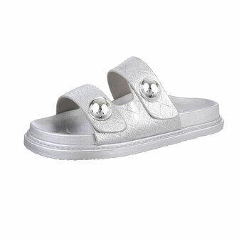 Dames slippers met studs - zilver