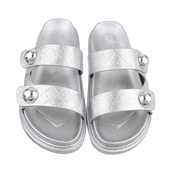 Dames slippers met studs - zilver