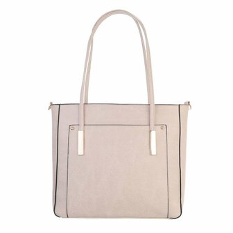 Dames tas / handtas met afneembare schouderband - taupe