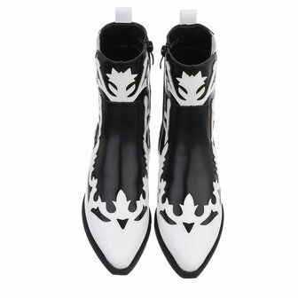 Dames cowboy enkellaarzen / western laarsjes - zwart / wit