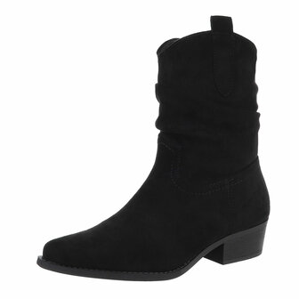 Dames cowboy enkellaarzen / western laarsjes su&egrave;de-look - zwart