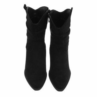 Dames cowboy enkellaarzen / western laarsjes su&egrave;de-look - zwart
