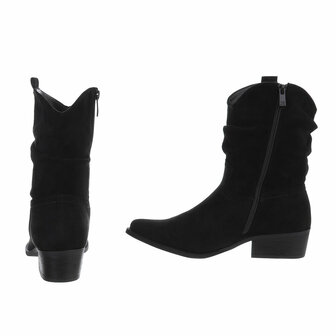 Dames cowboy enkellaarzen / western laarsjes su&egrave;de-look - zwart