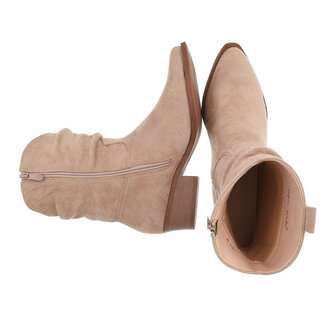 Dames cowboy enkellaarzen / western laarsjes su&egrave;de-look - khaki lichtbruin