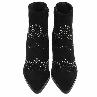 Dames cowboy enkellaarzen / western laarsjes met studs - zwart