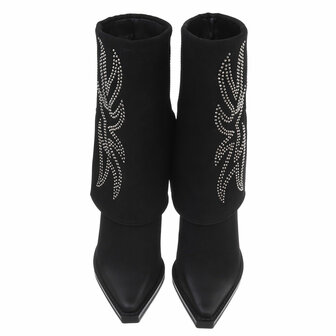 Dames cowboy sleeve laarzen / western laarsjes met strass - zwart
