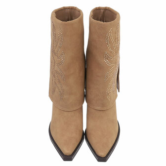 Dames cowboy sleeve laarzen / western laarsjes met strass - bruin camel