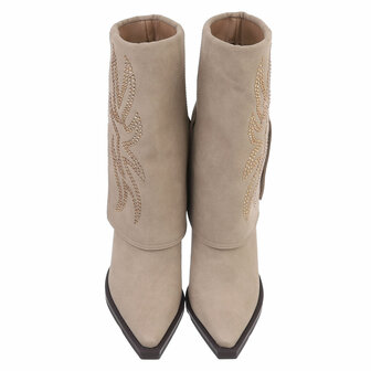 Dames cowboy sleeve laarzen / western laarsjes met strass - beige
