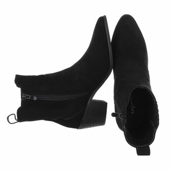 Dames cowboy enkellaarzen / western laarsjes su&egrave;de-look - zwart