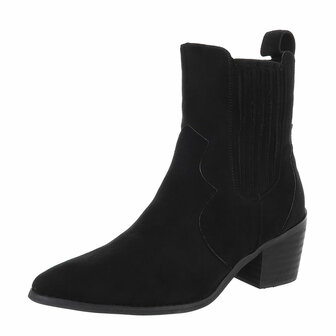 Dames cowboy enkellaarzen / western laarsjes su&egrave;de-look - zwart