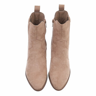 Dames cowboy enkellaarzen / western laarsjes su&egrave;de-look - khaki lichtbruin
