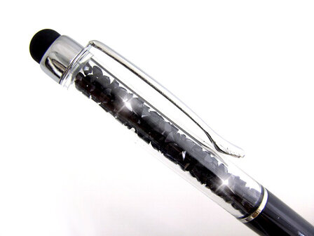 Pen met strass / balpen en stylus - zwart
