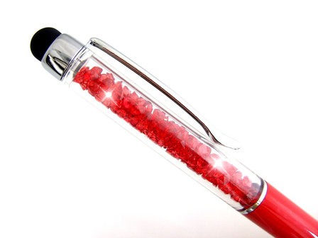 Pen met strass / balpen en stylus - rood