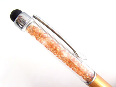 Pen met strass / balpen en stylus - oranje / goud