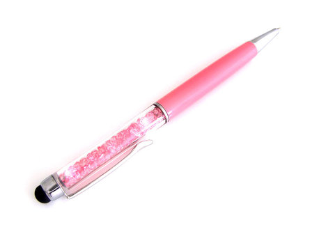 Pen met strass / balpen en stylus - roze