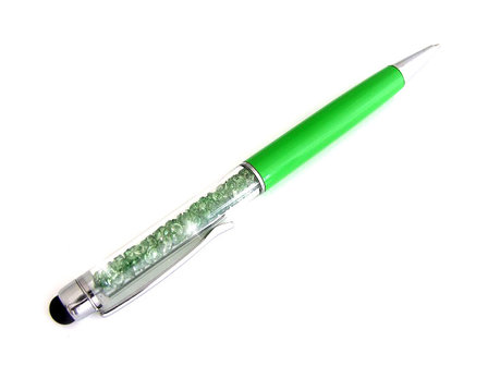 Pen met strass / balpen en stylus - groen