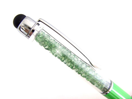 Pen met strass / balpen en stylus - groen
