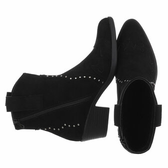 Dames cowboy enkellaarzen / western laarsjes met studs - zwart