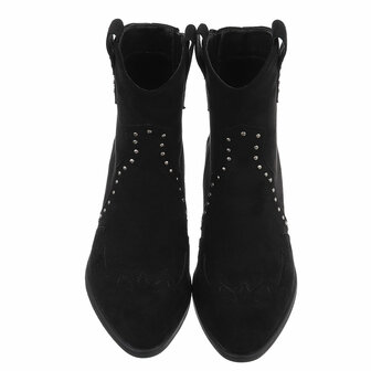 Dames cowboy enkellaarzen / western laarsjes met studs - zwart