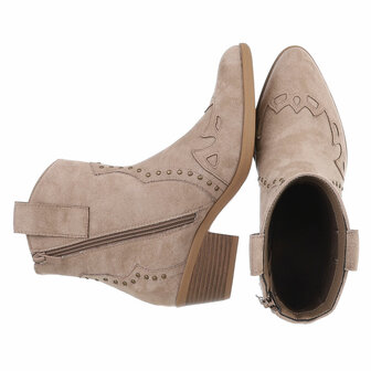 Dames cowboy enkellaarzen / western laarsjes met studs - khaki lichtbruin
