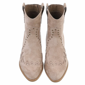 Dames cowboy enkellaarzen / western laarsjes met studs - khaki lichtbruin