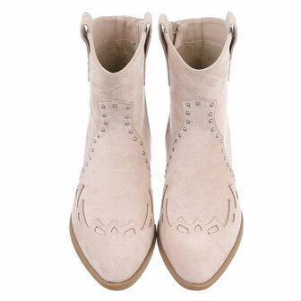 Dames cowboy enkellaarzen / western laarsjes met studs - beige