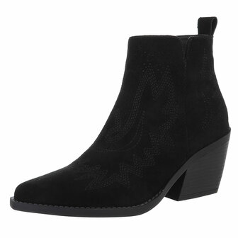 Dames cowboy enkellaarzen / western laarsjes su&egrave;de-look - zwart
