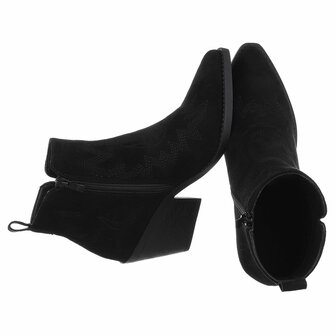 Dames cowboy enkellaarzen / western laarsjes su&egrave;de-look - zwart